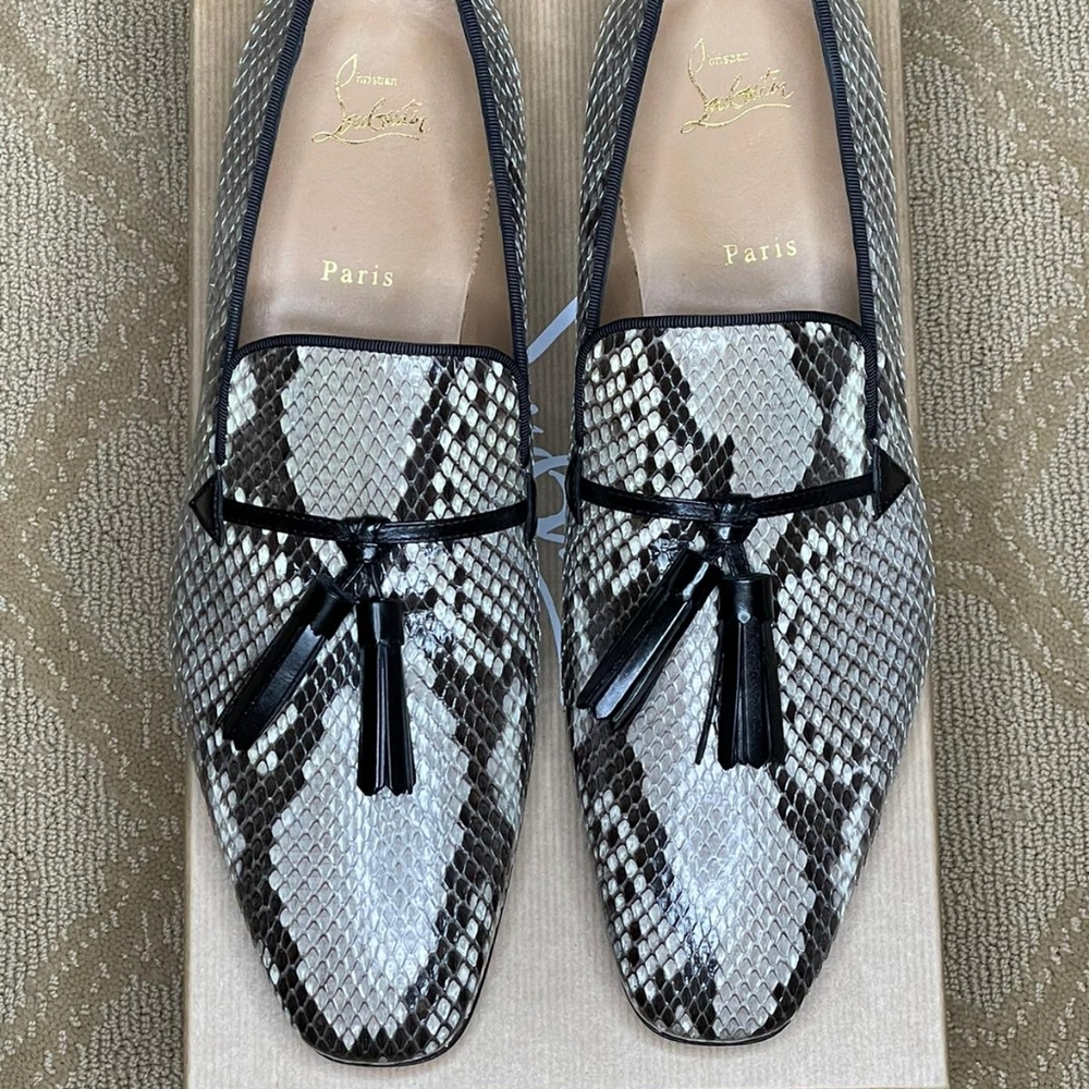 Auth Christian Louboutin Daddy Flat Python Lucido - image 5